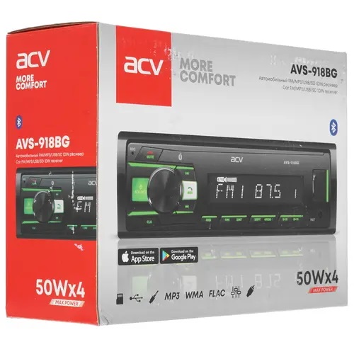 ACV | AVS-918BG | 1din/зеленая/FM/MP3/USB/BT/SD/FM/4*50/Bluetooth/съемн.панель | 5