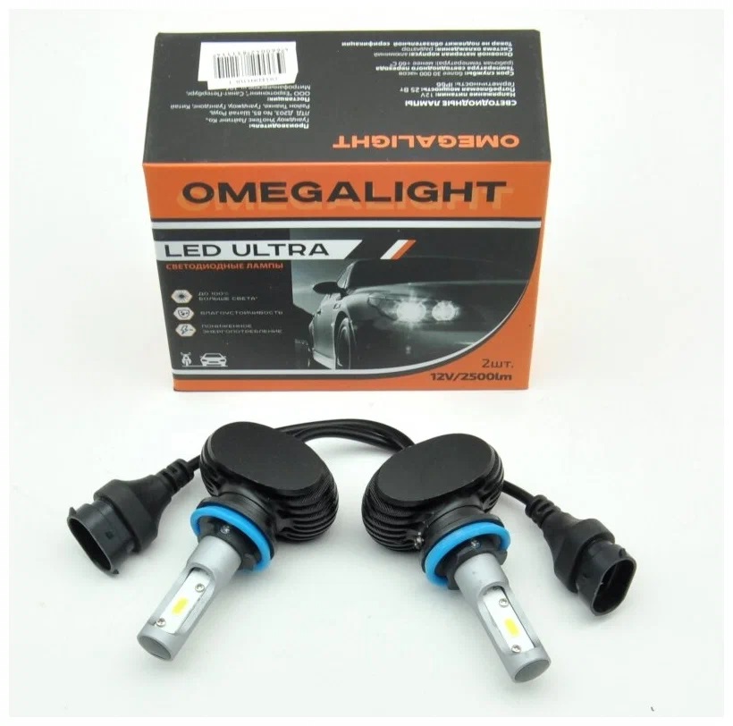 Omegalight | LED ULTRA H8/H9/H11 | Лампа LED COB H8/H9/H11 2500 Lm обманка (2 шт.) 12 в| превью 2