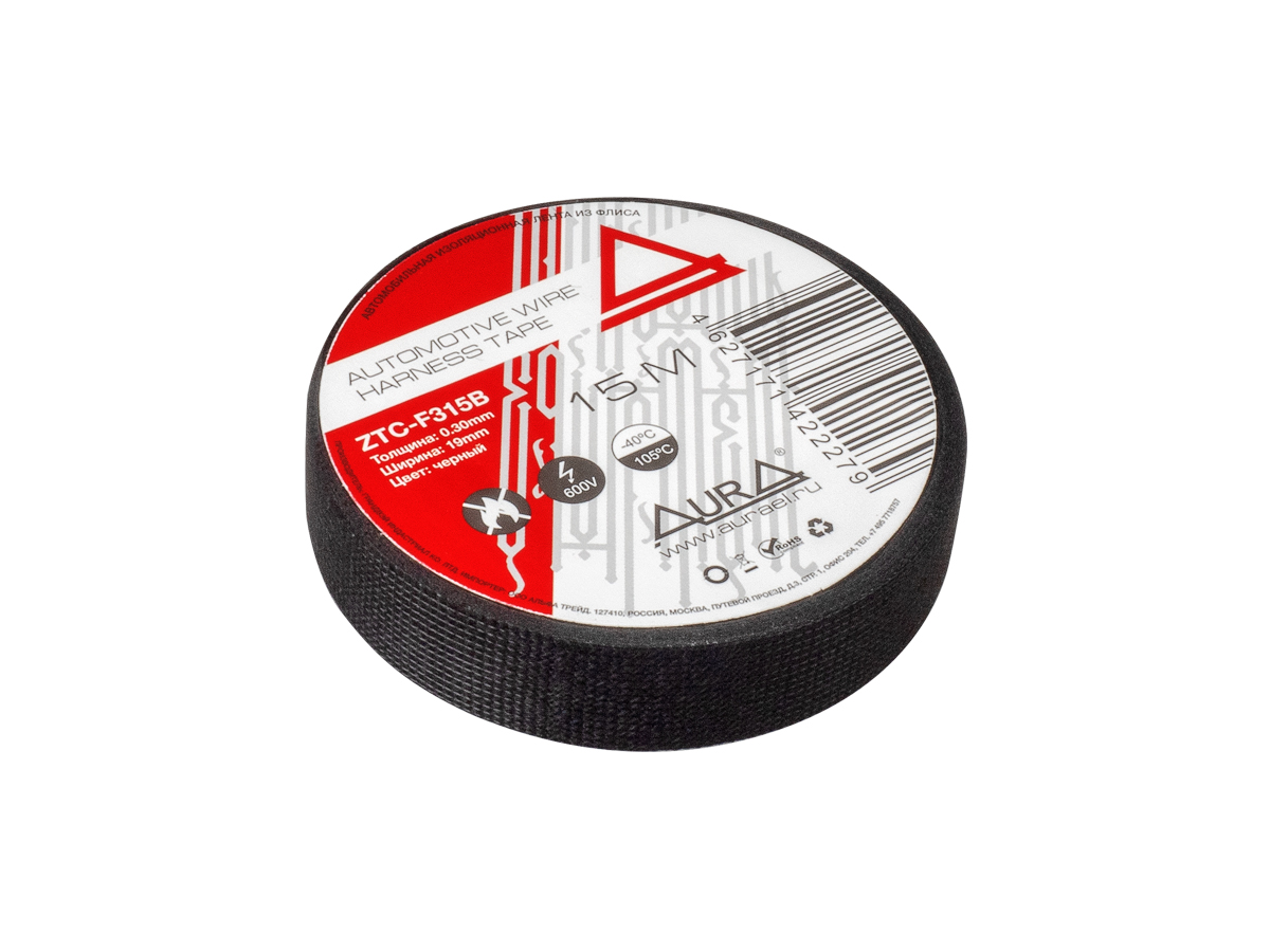 Изолента | AurA ZTC-F315B | изолента (ФЛИС), черная, 300mic x 19mm x 15m | 2