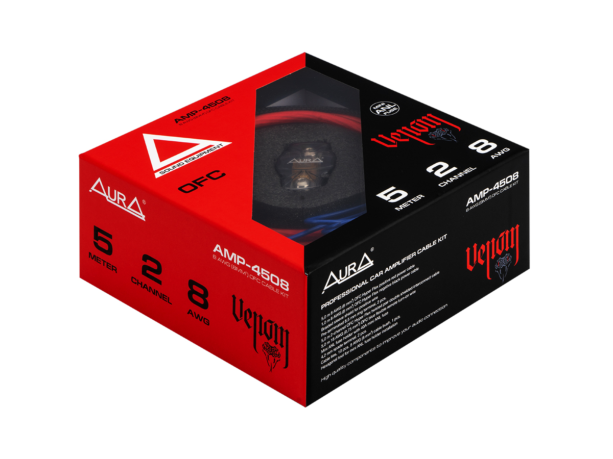 AurA | AMP-4508 | OFC, 2 канала, 8Ga (8мм²), 5 метров, MiniANL 40A, RCA (OFC), шестигранник | превью 1