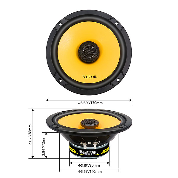 Recoil | RLX65 | 2-х пол. коакс., 6.5", 4Ом, 60 - 20000Гц, RMS/Peak - 40/80 | 3