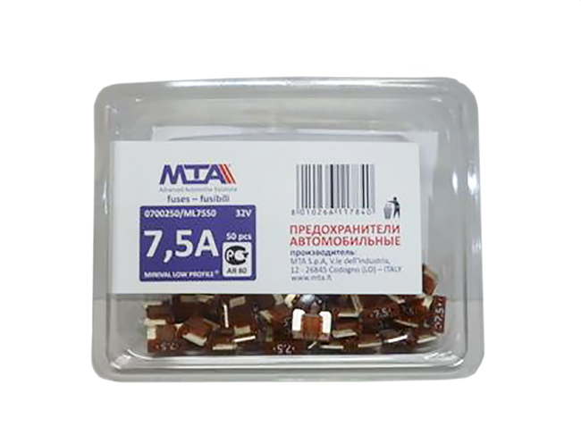 MTA | ML7550 | предохранители плоские  MINIVAL LOW PROFILE 7,5A , 50 шт/уп. | превью 2