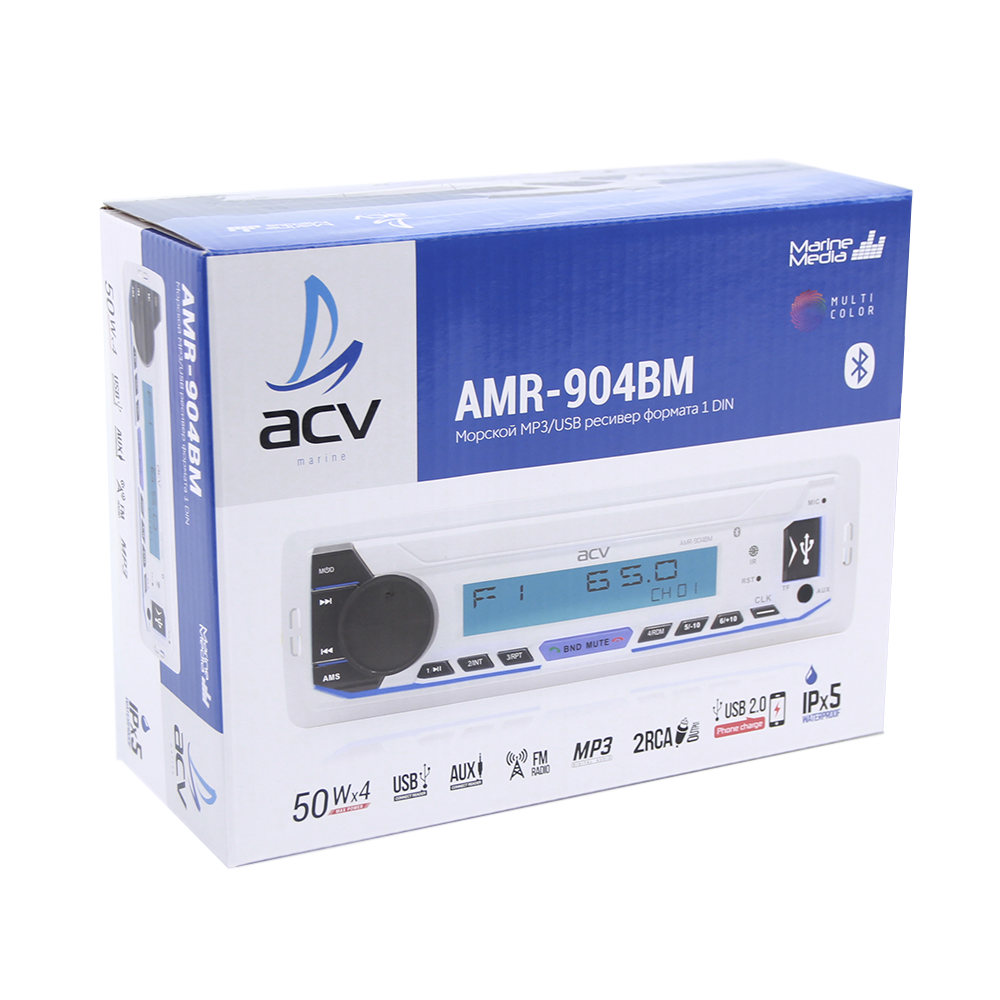 ACV | AMR-904BM | 1 din/мультицвет/4х50Вт/USB/SD/FM/AM/2RCA/SUB/QuickCharge | 5