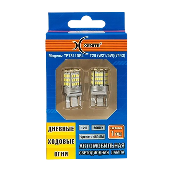 XENITE | T20 W21/5W TP7811 | 78SMD Диодная лампа без цоколя , 900Lm 9-30V, белая уп.2шт | 1