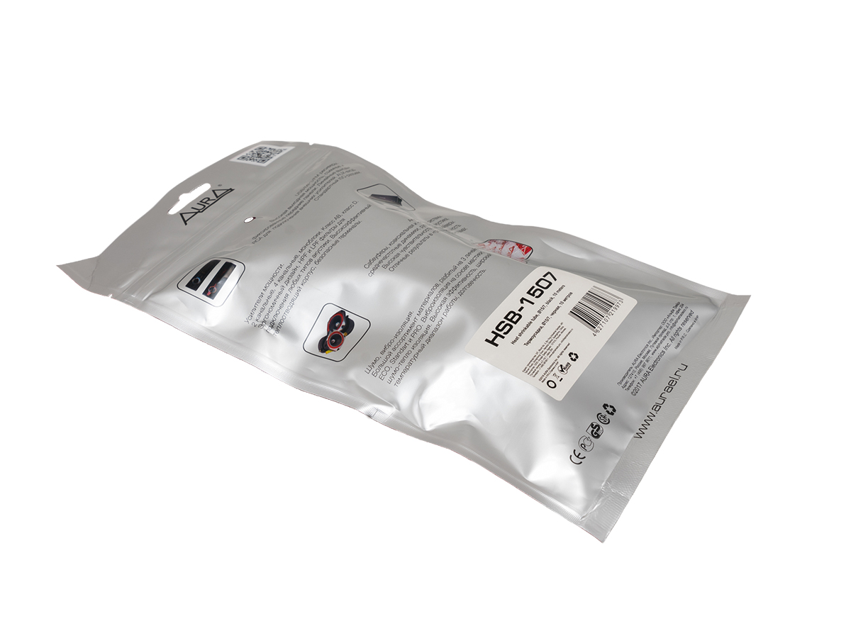 AurA | HSB-1507 | Термоусадочная трубка ЧЁРНАЯ, с логотипом, диаметр 15-07мм, 10м | превью 3