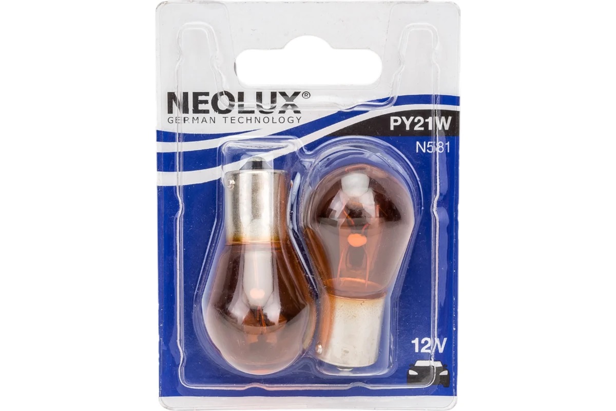 NEOLUX PY21W | N581- 02B  | Лампа  PY21W  21W 12V BAU15S 1уп. 2шт. ЖЕЛТАЯ | превью 2