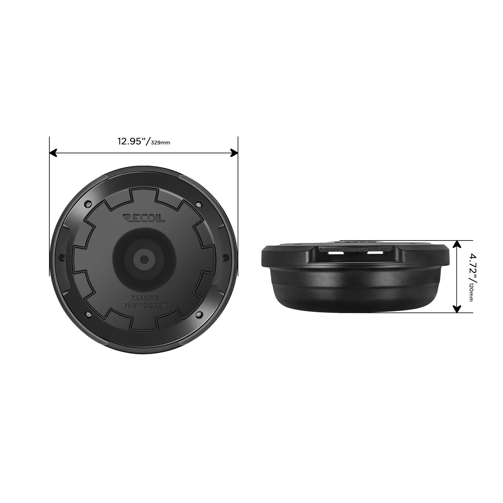 Recoil | PST12  | Корпусной сабвуфер в запаску 12" алюминиевый , slim от R15  | 4