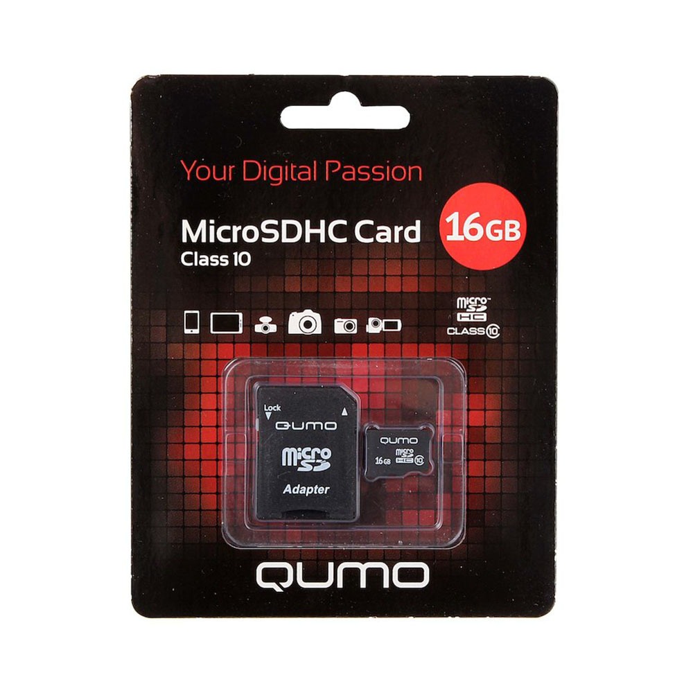 Qumo | MicroSDHC 16Gb Class 10 (с адаптером SD) | Карта памяти MicroSD 16Gb + адап, Class 10 | превью 1