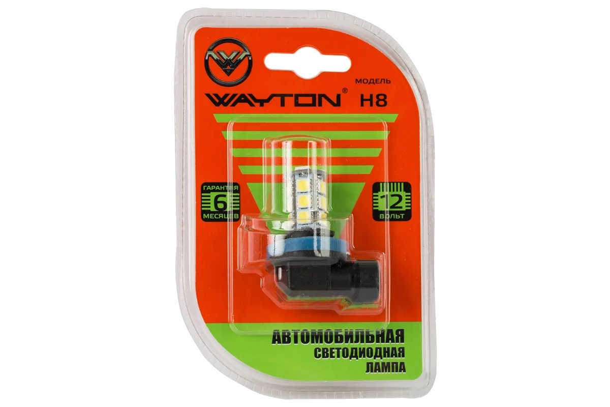 WAYTON | H8  | Светодиодная лампа  18 SMD, 5000K, 1шт. ГАРАНТИЯ 6 МЕС,  | превью 1