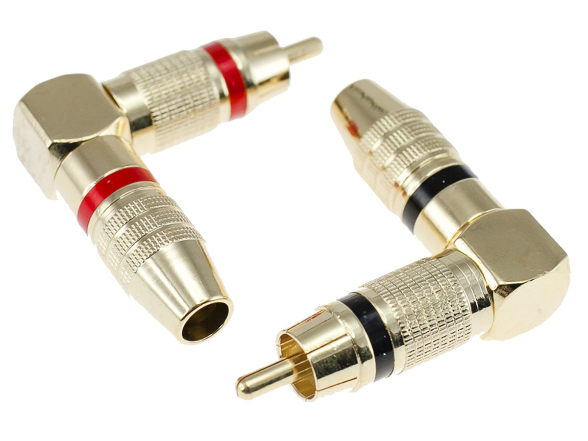 AurA | RCA-P230 | RCA - коннектор позолоченный угловой ДЛИННЫЙ,  2 ШТ. (1 красный + 1 черный) | 1