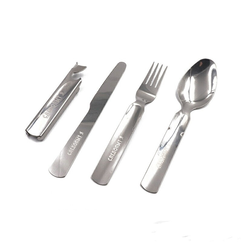 СЛЕДОПЫТ | P-59 | Набор стол. приборов, ложка,вилка,нож,открывашка,в метал. чехле| превью 1