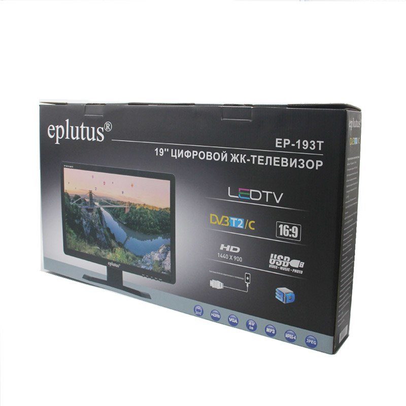 Eplutus | EP-193T Black  | встроенный DVB-T2, USB, внутренний аккумулятор  | 5