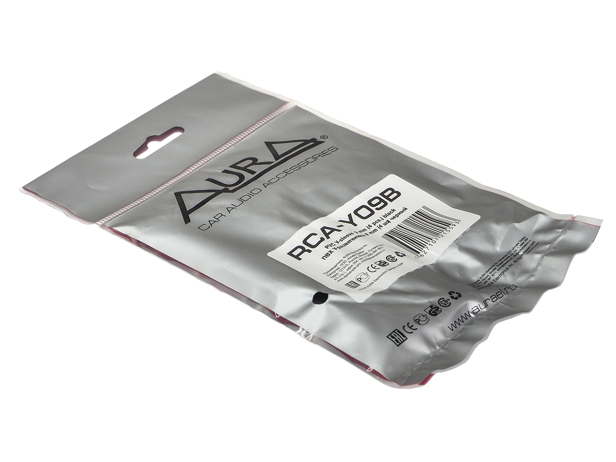 AurA | RCA-Y09B | Y-кембрики (штаны) для RCA-кабеля, 9мм, черные, 4 ШТ. | превью 2