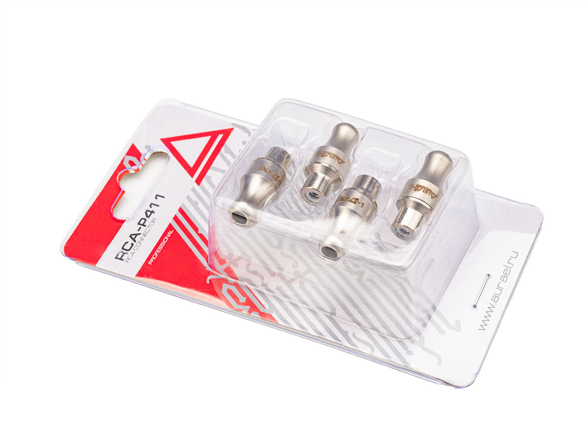 AurA | RCA-P411 | RCA - коннектор для кабеля (МАМА) до 4 мм, 2 красных + 2 черных, блистер | превью 3