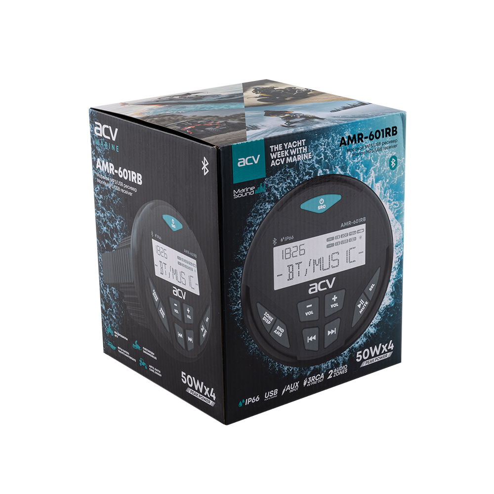 ACV | AMR-601RB | круглый/черный/4*50W/BT/USB/FM/AM | 5