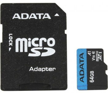 A-Data | 64Gb | Карта памяти MicroSD 64GB Class 10 Premier Pro A1 UHS-I (100 Mb/s) + SD адаптер| 2