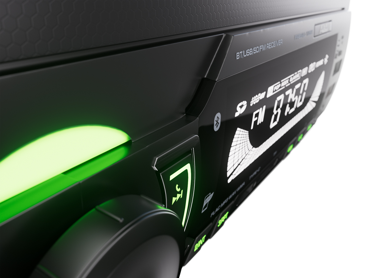 AurA | FIREBALL-105BT | 4x36w, FLAC, 2xUSB/BT, APP, 1 пара RCA, зеленая подсветка | 3