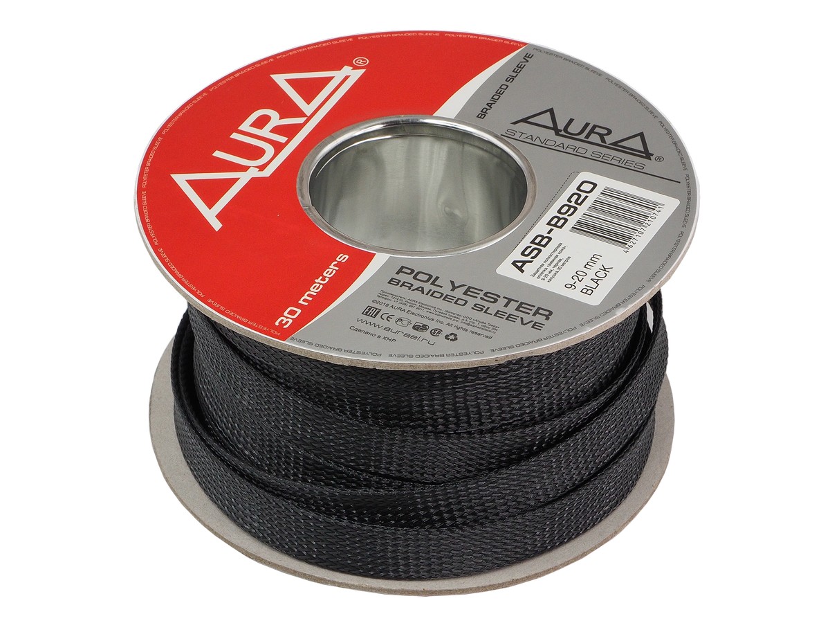 AurA | ASB-920 BLACK | змеиная кожа, 9-20мм, ОПТ КРАТНО БУХТАМ!!! (30м.), черный , бухта 30м | 1