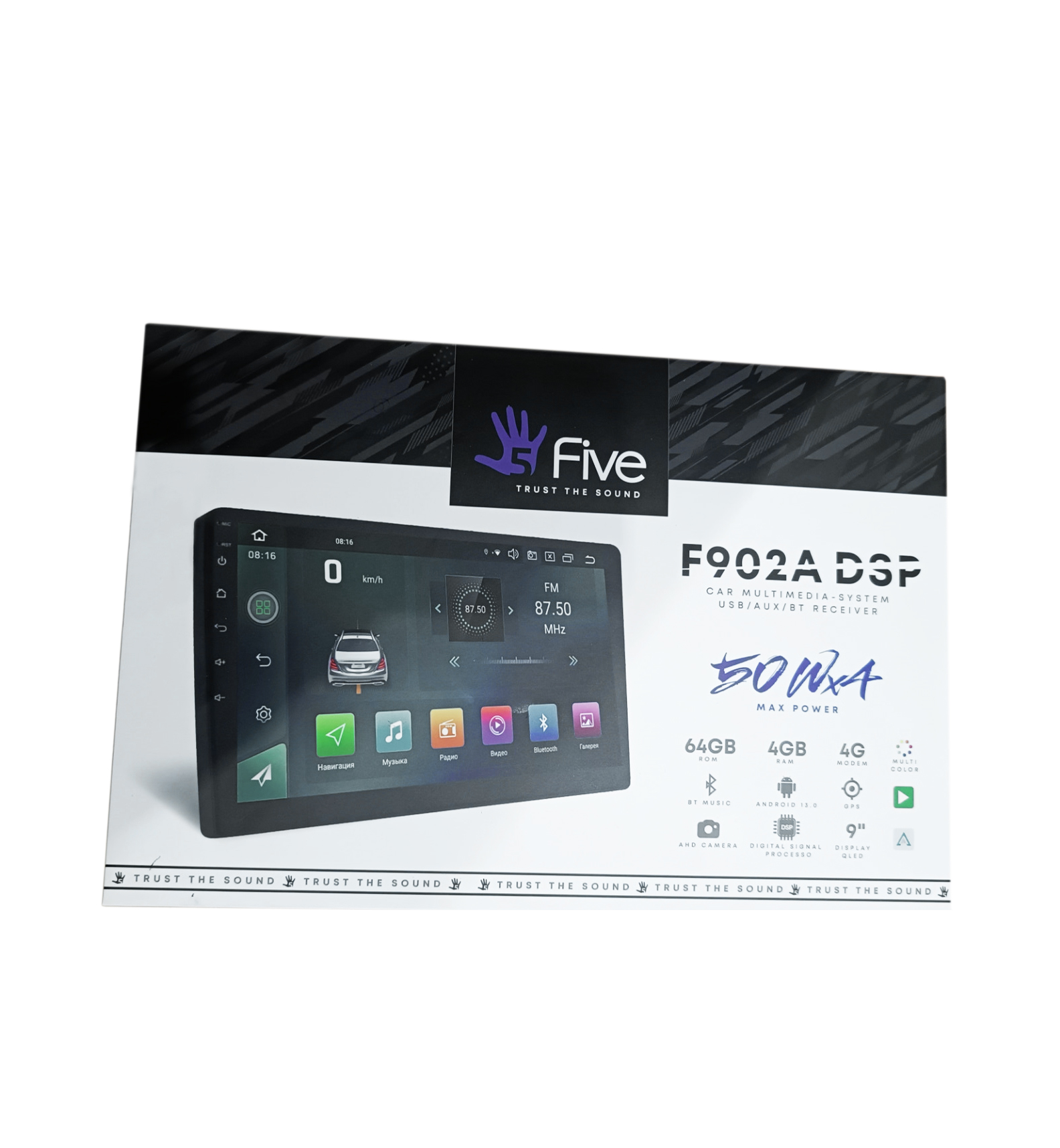 FIVE | F902A DSP | мультимедиа/9"/Android13/1280*720/4+64Гб/FM/AM/USB/RDS/4*50BT/GPS | 6