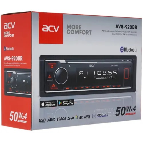ACV | AVS-920BR | 1din/красная/FM/MP3/USB/BT/SD/FM/4*50/Bluetooth/съемн.панель | 5