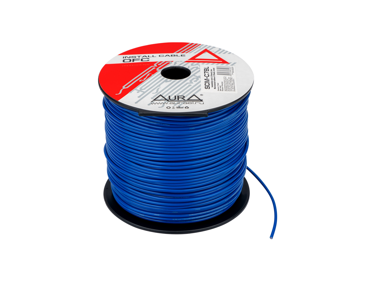 AurA | SCM-C7BL | Кабель монтажный, МЕДЬ, синий, 1x0.75мм, катушка 100м. | превью 1