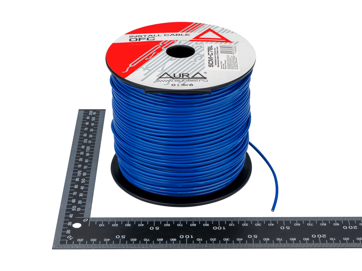 AurA | SCM-C7BL | Кабель монтажный, МЕДЬ, синий, 1x0.75мм, катушка 100м. | превью 2
