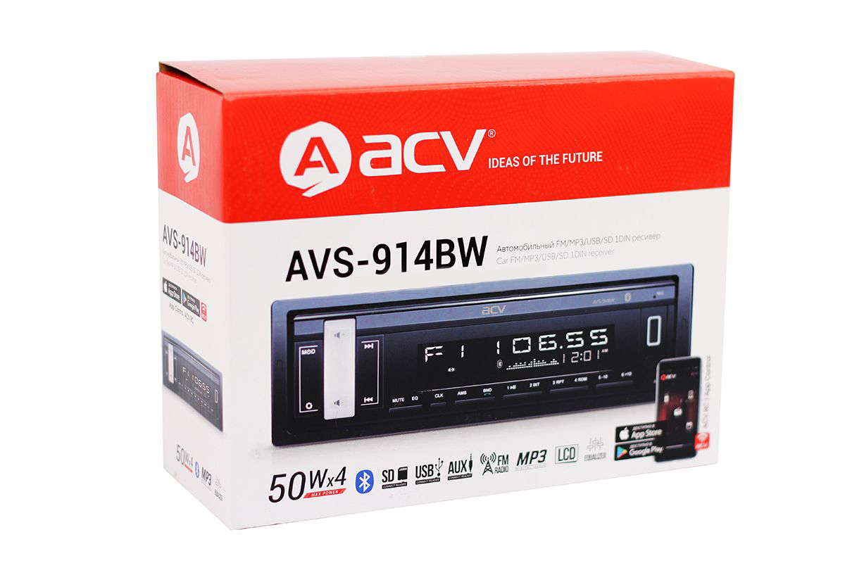 ACV | AVS-914BW | 1din/белая/FM/MP3/USB/BT/SD/FM/4*50/Bluetooth/съемн.панель | 5