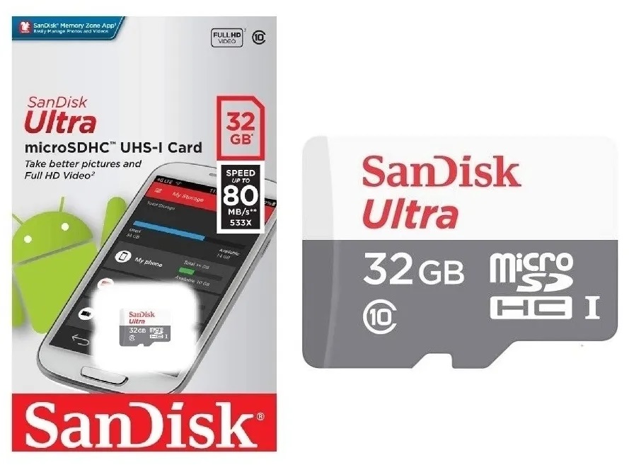 SanDisk | MicroSD 32Gb UHS-I | Карта памяти без адаптера Class 10 Ultra UHS-I | 1