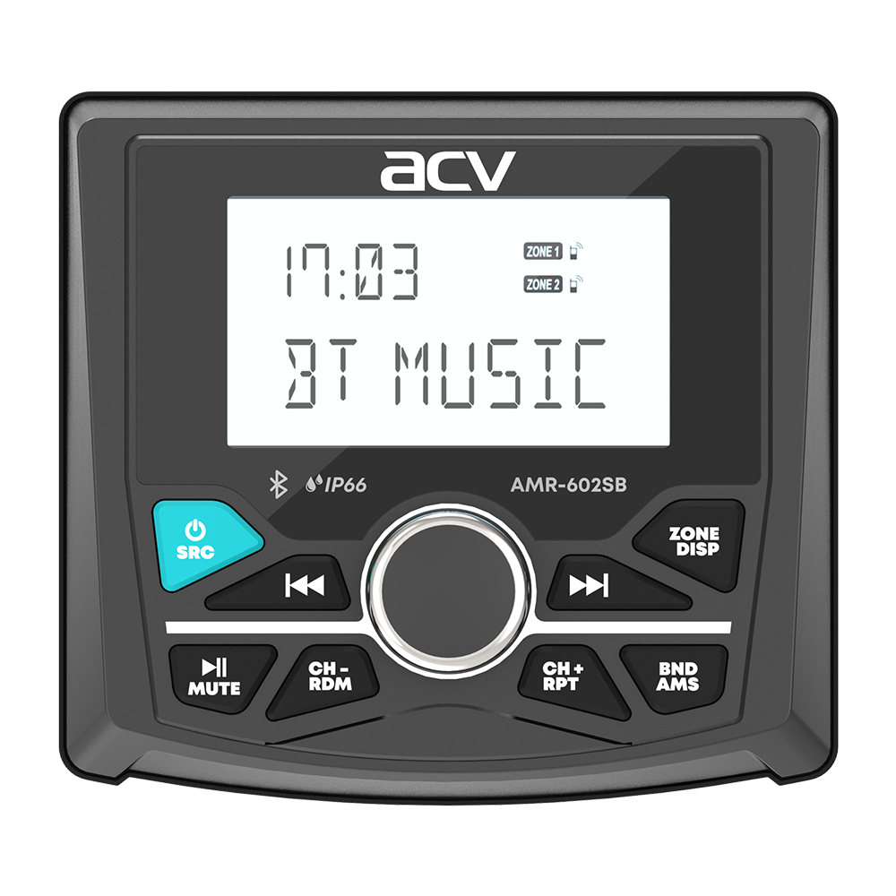 ACV | AMR-602SB | квадратный/черный/IP66/4*50W/BT/2USB/FM/3xRCA/ 2 аудио зоны | 1