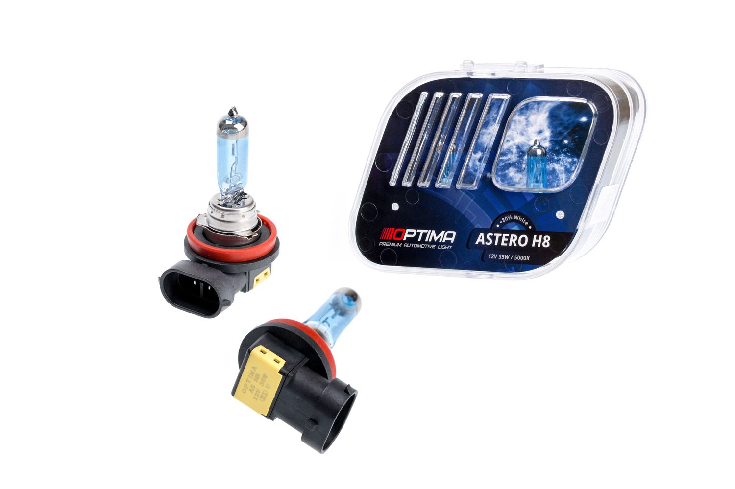 OPTIMA | Astero H8 +80% 12v 35w | 5000K Лампа накаливания BOX 2шт | превью 1